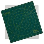 The Quilted Bear Rotating Cutting Mat 12" x 12" - Square Self Healing 360° Rotating Craft Cutting Mat with Innovative Locking Mechanism for Quilting & Sewing Your Choice of Colours Available! (Green)