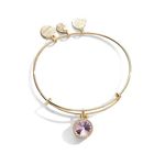 Alex and Ani Birthstones Expandable Bangle for Women, Birthday Crystal Charms, Shiny Finish, 2 to 3.5 in, One Size, Brass