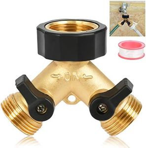 TIMESETL 2 Way Brass Tap Garden Hose Splitter Manifold, 3/4" Tap Y Splitter, Washing Machine Splitter 2 Way, Hose Splitter 2 Way for Garden Kitchen