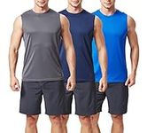 TEX2FIT Men's 3-Pack Quick Dry Sleeveless Shirts, Muscle Tank Tops (3pcs Set) (Dark Grey/Navy/Royal Blue, Large)