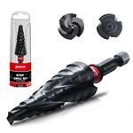EZARC Step Drill Bit for Metal, M35 Cobalt Step Drill Spiral Flute Unibit Step Drill Bit (1/4"-3/4") Wear-Resistant AlTiN Coated, 1/4" Hex Shank for Metal, Stainless Steel, Aluminum, Plastic