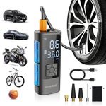 Givebest Tire Inflator Portable Air Compressor, 10000mAh & 150PSI Air Pump for Car Tires, Portable Tire Inflator with LED, One Click Smart Pump Tire Inflator for Car, Bike, Motorcycle, Ball