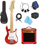 Master Play 30 Inch Electric Guitar,For Kids/beginner With Complete Starter Kit, 20 Watt Amp, 6 Extra String, Picks, Gig Bag, Shoulder Strap, Digital tuner, Cable, Wash Cloth Red