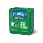 FitRight OptiFit Extra Adult Briefs, Incontinence Diapers with Tabs, Moderate Absorbency, 2XL, 60 to 70", 20 Count