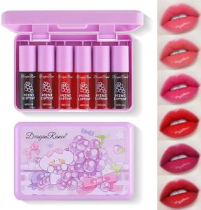 6 Colors Grapes Lip Tint Stain Set, Korean Velvet Lip Stain Watery Lip Stain Tint Moisturizing Mini Liquid Lipstick Set, Long Wearing, Non-Stick Cup, Waterproof, High Pigment, Lip Tint Makeup