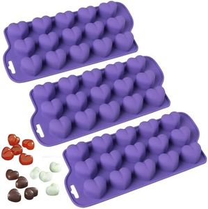 Bakerpan Silicone Chocolate Heart Mold, Heart Shaped Jelly and Ice Tray, Candy Mold, 15 Cavities - Set of 2