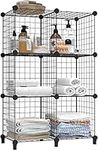 Wire Cube Storage, Storage Shelves 6 Cube Bookshelf Bookcase Closet Organizer and Storage, Wire Storage Shelves Multi-Use DIY Storage Cube Shelf for Books, Toys, Clothes, Tools