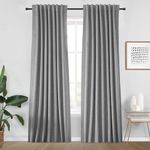 UHITECH Blackout Curtains for Living Room Linen Black Out Curtains 84 Inch Long Back Tab/Rod Pocket 100% Blackout Curtains for Bedroom Windows Pinch Pleated Thermal Grey Curtains & Drapes 7ft