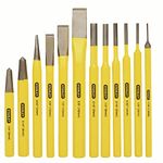 STANLEY 16-299 12 Piece Pin Punches and Cold Chisel Set (Yellow and Black) 700g