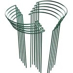 HiGift 10 Pack Plant Support Stakes, Half Round Metal Garden Plant Stake Indoor Peony Cages and Supports, Green Plant Support Ring Border for Tomato,Hydrangea,Flower Outdoor (10" Wide x 15.8" High)