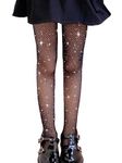 LOLANTA Girls Sparkle Tights 2 Pack Fishnet Rhinestone Stockings for Kids Glitter Mesh Pantyhose(Black-Rhinestone,4-8Y)