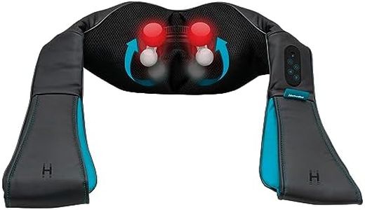 HoMedics Shiatsu Portable Neck Massager with Heat - Cordless Deep Tissue Muscle Massage Machine for Neck & Shoulder with 3 Speed Levels, 4 Massage Nodes & Touch Control Panel - Helps Ease Discomfort