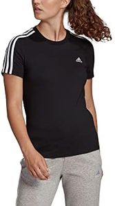 adidas Women's Sportswear Loungewear Essentials Slim 3-Stripes T-Shirt, Black/White, Medium