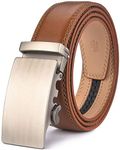 Nelbons Men's Belt, Leather Ratchet Belt for Men with Slide Buckle,Trim to Fit width 3.5cm 1 3/8 inch (No:51, Up to 44" waist adjustable)