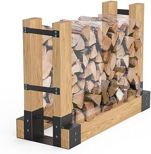 A ANLEOLIFE Outdoor Firewood Storage Rack Bracket Kit, Updated Fireplace Log Wood Stacking Holder - Adjustable to Any Length (2-Bracket Set)