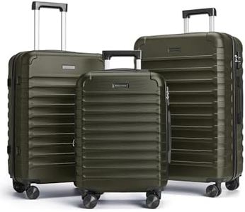 LIGHT FLIGHT Luggage Sets, 3 Piece Durable Suitcase Set with Spinner Wheels, 3 Pcs Hardside Lightweight luggage with TSA Lock, Large Checked Travel Suitcases, 20/24/28 Inch, Pine Green