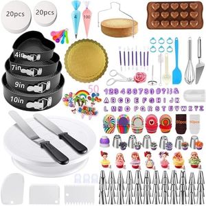 540PCS Cake Decorating Kit Baking Supplies with 4 Springform Pans Set Cake Decorating Supplies Rotating Turntable, Decorating Tools, Cake Baking Supplies Set for Beginners