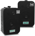 Pyle Dual Waterproof Outdoor Speaker System - 5.25''/13.3cm, Pair of Weatherproof Wall/Spring Loaded Speaker Terminal w/Heavy Duty Grill, Universal Mount, For Pool, Patio, & Indoor Use (Black)