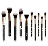 HomeGenics 10Pcs Makeup Brushes Set Marble Makeup Brush Set Foundation Powder Blush Blending Eyeshadow Contour Brushes Sets (Black)