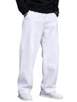 Ben Martin Men's White Denim Cotton Oversized Loose Baggy Fit Jeans Pants for Men, 32