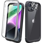 Diaclara Designed for iPhone 14 Plus Case, Full Body Rugged Case with Built-in Touch Sensitive Anti-Scratch Screen Protector, with Camera Lens Protector for iPhone 14 Plus 6.7" (Black)