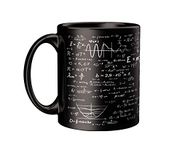 ECFAK Physics Equation Printed Black Ceramic Coffee/Tea Mug (11 Oz Cup) Best For The Science Rules Learner, 325 milliliter