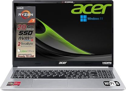 Acer Notebook portatile, Cpu Ryzen 7 5700U 8 Core, RAM 20Gb, SSDHD 2TB, Display 15,6 FullHD, cover in alluminio, tastiera retroilluminata, 4 usb, wi-fi 6, hdmi, lan, Win11 pro, pronto all'uso