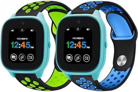 [2 Pack] Silicone Sport Bands Compatible with Gizmo Watch 3/2/1,Gabb Watch 3/2/1,SyncUP Watch Band for Kids,20mm Soft Breathable Smartwatch Band for Boys and Girls,Small Size (Black Blue & Black