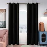 Deconovo Blackout Curtains for Bedroom, Thermal Insulated Room Darkening Window Drapes, Energy Efficient Grommet Curtains,Black,42Wx108L in,2 Panels