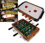 Matty's Toy Stop Deluxe 20" Wooden Table Top Air Hockey (Extra Pucks) & Foosball (Soccer) (Extra Balls) Games Gift Set Bundle - 2 Pack