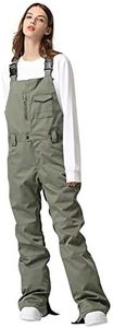 SEARIPE Womens Ski Pants Waterproof Ski Bibs Women Insulated Snow Bibs Adjustable Overalls Ripstop Snowboard Pant, Army Green, Medium