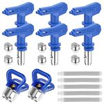 6Pcs Airless Paint Sprayer Tips Reversible Airless Spray Paint Gun Nozzle (211 315 417 515 517 523) with 2 Pcs Nozzle Guards and 5 Pcs Filters for Home Roof Deck Fence