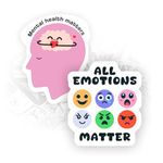 Mental Health Sticker Kindle Stickers Book Stickers Aesthetic, Meme Cute Vinyl Stickers for Phone Laptop Computer Accessories Water Bottle Car Decals Waterproof Mothers Day Gifts for Mom (3pcs,2.5’’)