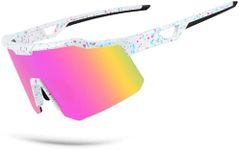 OULAIQI Cycling Sunglasses for Men Women,Youth Baseball Sunglasses,Lightweight Design UV400 Protection Sports Glasses (Pink)