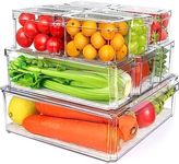 MYXKHYLL Set of 10 Fridge Organisers with Lids, Stackable Vegetable Fruit Storage Containers for Fridge,Refrigerator Organiser,Clear Fridge Storage Containers,Kitchen Storage & Organisation, BPA Free