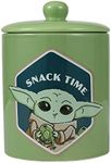 Star Wars for Pets The Mandalorian "Snack Time" Dog Treat Jar | 7.3" x 5.1" Ceramic Dog Treat Jar with Lid, Dishwasher Safe | Baby Yoda Green Dog Food Storage Container | Baby Yoda Treat Jar