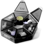 7-Sided portable pill box medicine planner small case (seven day weekly travel container) Medication, vitamin holder boxes organizer pillbox dispenser organizer, sorter and reminder containers (Black)