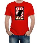 Reality Glitch Men's Japanese Monster Cool Retro Japan Anime Graphic T-Shirt (XXL, Red)