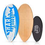 seething 35 Inch Skimboard with High Gloss Coat Wood Skim Board for Beginners,Kids, Teenagers, Adults and All Skimming(Blue Shark)