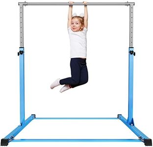 Safly Fun Gymnastics Bar for Kids Ages 3-15 for Home - Steady Steel Construction, Anti-Slip, Easy to Assemble, 3' to 5' Adjustable Height