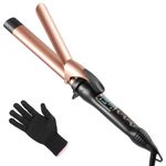 Haglater Hair Curling Wand, 1.25 inch Curling Iron, Professional Ceramic Hair Curler Wand for Long&Short Hair, 80℃ ~ 230 ℃ Temperature Adjustable, Dual Voltage with Glove