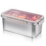 Gitohoni Stainless Steel Food Storage Container - 304 Metal Box with Handle Fridge Meal Prep Reusable Airtight Food Container with Lid for Salad, Fruit 211 OZ