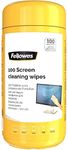 Fellowes 100 Screen and Keyboard Wipes Tub for Home and Office - Monitor/Laptop/iPad/Mobile Phone/Tablet Cleaning Wipes Singular Pack Multi