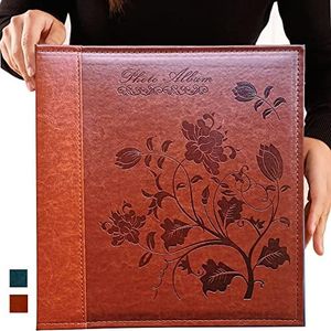 Large Photo Albums 5x7 360 Pockets, Holds 360 5x7 Photos with Writing Space Memo, Extra Large Capacity Picture Album with Vintage Leather Cover, Family, Baby, Wedding, Travel Photo Book (Brown)