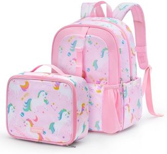mommore Kids Backpack Set with Lunch Box, Lightweight Preschool Backpack for Girls, Water Resistance Elementary Student Bookbag for Kindergarten or Daycare