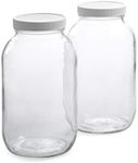 1790 Half Gallon Glass Jars (64oz) 2-Pack - Includes 2 Airtight Lids, Muslin Cloths, Rubber Bands - Dishwasher & Freezer Safe - Perfect for Kombucha, Kefir, Canning, Sun Tea, Fermentation