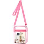 Meiikun Clear Bag Stadium Approved, Clear Purse Crossbody Bag, Adjustable Shoulder Strap Clear Bags for Concerts (8.8 x 6.5 in L- Pink)