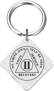 BAZLJY 2 Year Sobriety Gifts for Women Men - 2 Year Sober Keychain - 2 Year Chip Sober - 2nd Sobriety