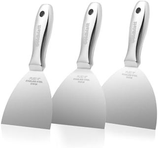 Goldblatt 3-Pack Putty Knife Set(4",5",6"), One-Piece Paint Scraper Tool, All Stainless Steel Joint Knife, Flexible Blade, Seamless Design, Ergonomic Grip - for Drywall Repairing, Finishing, Scraping