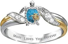 JIAKECHONG Animal Turtle Ring for Mom Women Zircon Ring Simulated Diamond Statement Ring Size 5 6 7 8 9 10 (Multicolor, 10)
